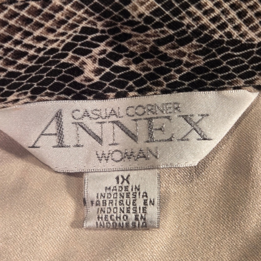 Casual Corner Annex Women's Long Sleeve Button Up Blouse Size 1X Snake Print - Picture 4 of 10